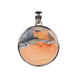 242018210356 Pendant maligano jasper round, 4.2cm, rhodium plated | Marco Schreier