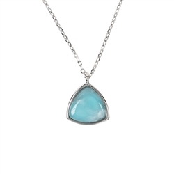 242018210402 Pendant with chain Larimar Trillion/Triangle (9 x 9mm), 1,1cm, rhodium plated | Marco Schreier