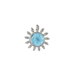 242018210448 Pendant Larimar round (10mm) with sunbeams, 2,0cm, platinized | Marco Schreier