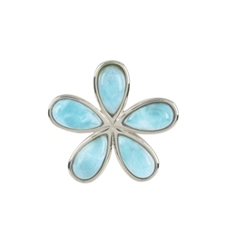 242018210452 Pendant Larimar drop flower (8 x 4,5mm), 1,7cm, rhodium plated | Marco Schreier