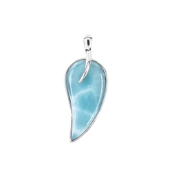 242018210491 Larimar pendant, drop (27 x 13mm) curved, 3.8cm, rhodiniert | Marco Schreier