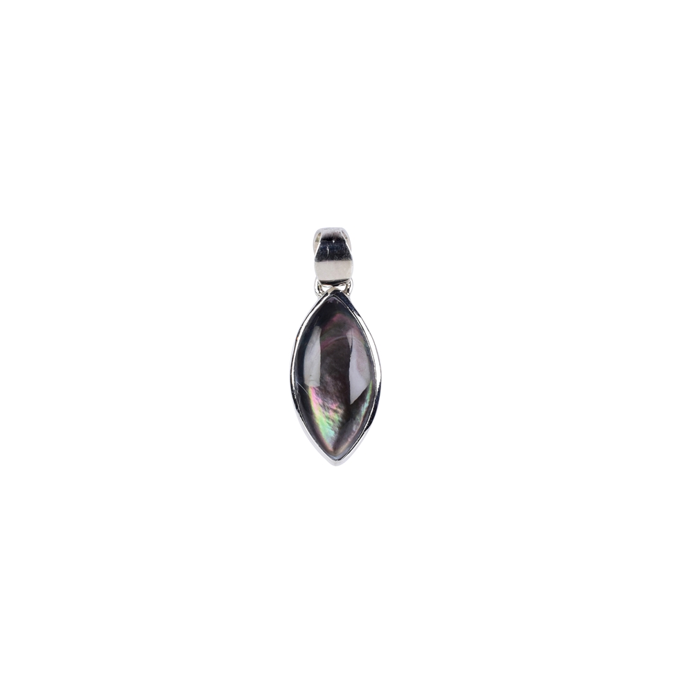 Pendant Mother of Pearl (dark) Marquise, 2,7cm, rhodium plated