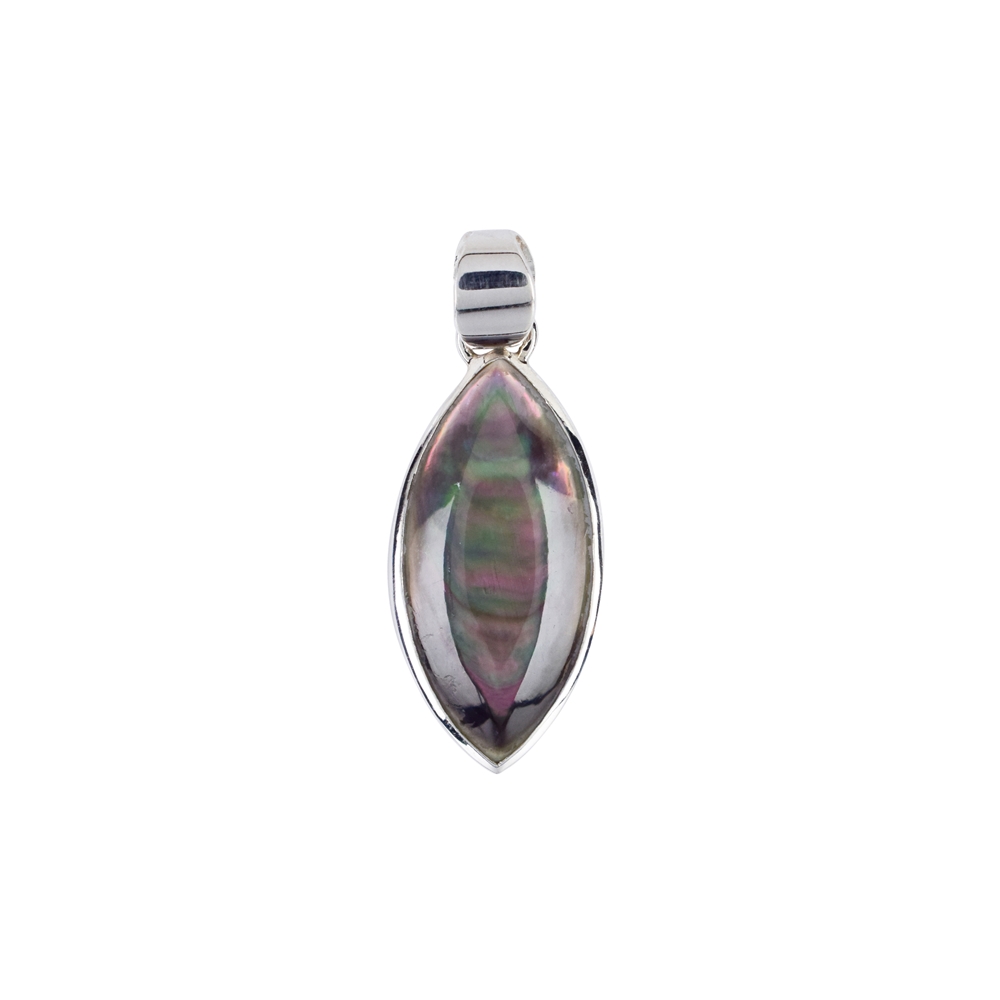 Pendant Mother of Pearl (dark) Marquise, 3.5cm, rhodium plated