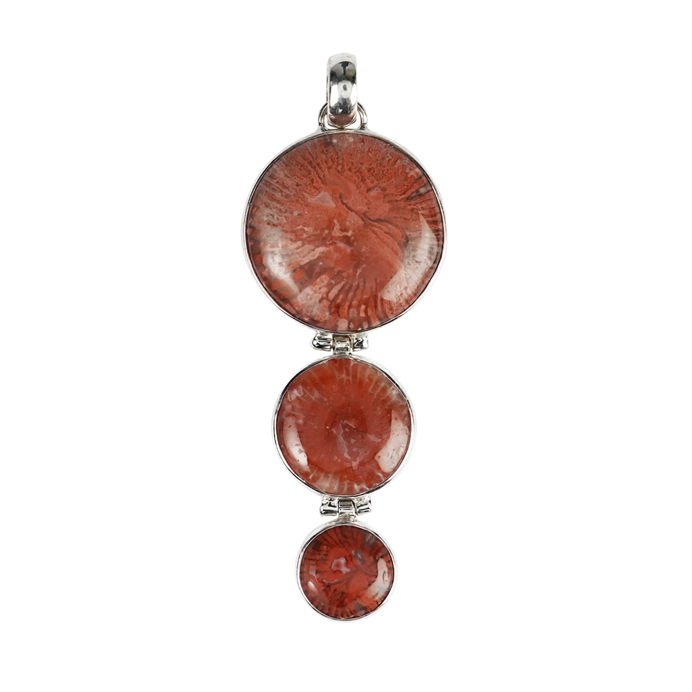 Pendant, horn coral (21, 13, 10mm), 5,8cm, rhodium plated