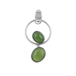 242018220203 Pendentif Néphrite-Jade, Ovale dans un cercle, 3,6cm, rhodié | Marco Schreier