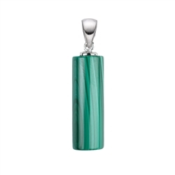 242018220365 Malachite (stab.) cylinder pendant (30 x 10mm), 4.0cm, rhodiniert | Marco Schreier