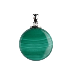 242018220367 Malachite (stab.) pendant, round (22mm), 3.2cm, rhodiniert | Marco Schreier