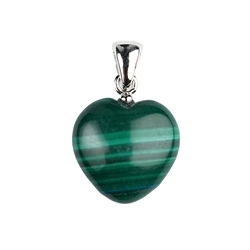 242018220368 Malachite (stab.) heart pendant (15mm), 2.4cm, rhodiniert | Marco Schreier