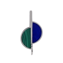 242018220373 Pendant Malachite, Lapis Lazuli half circles (15 x 7mm), 3,3cm, rhodium plated | Marco Schreier