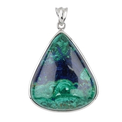 242018230008 Pendant Azurite Malachite (stab.), drop (30 x 20mm), 4.0cm, rhodiniert | Marco Schreier