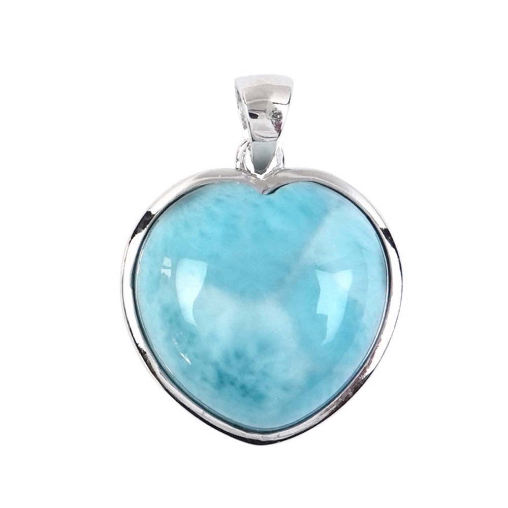 Anhänger Larimar, Herz (16 x 16mm), 2,7cm, rhodiniert