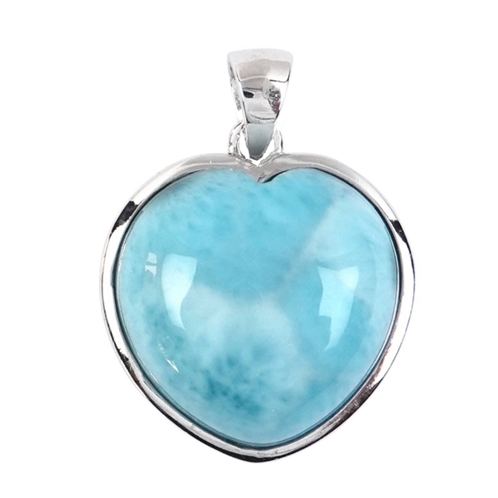 Anhänger Larimar, Herz (20 x 20mm), 3,0cm, rhodiniert