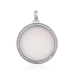 242018230170 Pendant Mother of Pearl (white) round (20mm), 3.1cm, rhodiniert | Marco Schreier