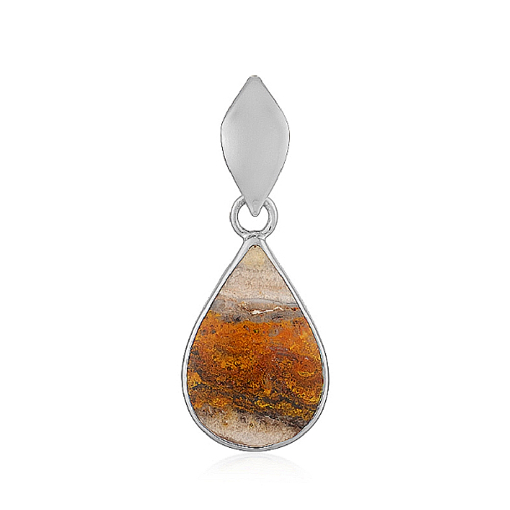 242018240011 Jasper pendant (red scale jasper), drop (20 x 24mm), 3.7cm, rhodiniert | Marco Schreier