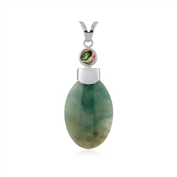 242018240013 Chalcedony (green) oval pendant (38 x 24mm), 6.2cm, rhodiniert | Marco Schreier