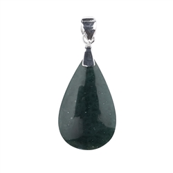242018240014 Anhänger Chalcedon (grün), Tropfen (39 x 23mm), 5,4cm, rhodiniert | Marco Schreier