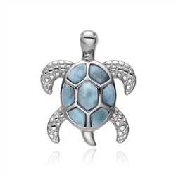 242018240040 Larimar pendant, turtle, 1.5 cm, rhodiniert | wholesaler gems & healing stones