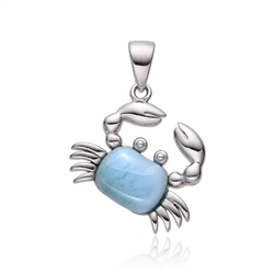 242018240048 Larimar pendant, crab, 1.9 cm, rhodiniert | wholesaler gems & healing stones