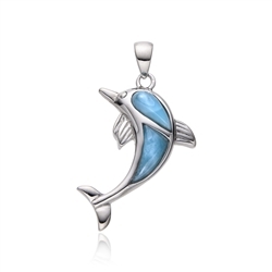 242018240052 Larimar pendant, dolphin, 2.7 cm, rhodiniert | wholesaler gems & healing stones