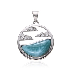 242018240058 Larimar pendant, sea with clouds, 2.9 cm, rhodiniert | Marco Schreier