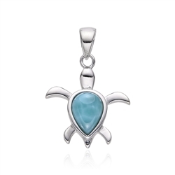 242018240061 Larimar pendant, turtle, 2.2 cm, rhodiniert | wholesaler gems & healing stones