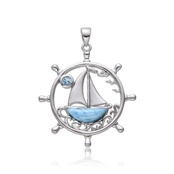 242018240063 Larimar pendant, steering wheel, 3.9 cm, rhodiniert | Marco Schreier