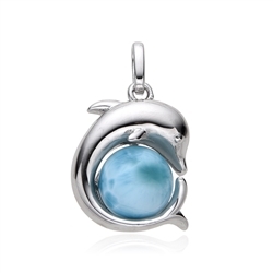 242018240065 Larimar pendant, dolphin, 2.5 cm, rhodiniert | wholesaler gems & healing stones