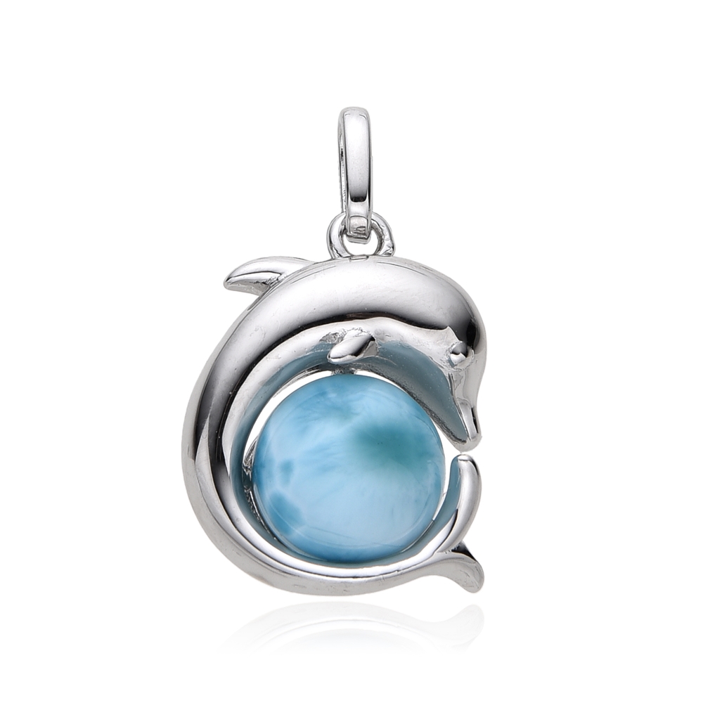 242018240065 Anhänger Larimar, Delfin, 2,5cm, rhodiniert | Edelsteine, Heilsteine & Schmuck