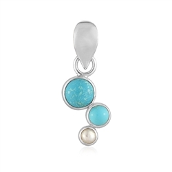 242018240114 Pendant Turquoise round (4mm, 6mm), pearl (4mm), 2.5cm, rhodiniert | Marco Schreier