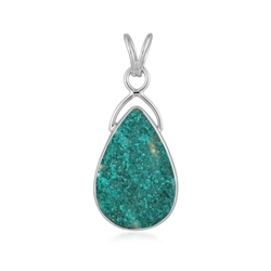 242018240123 Dioptase drop pendant (30 x 19mm), 4.0cm, rhodiniert | Marco Schreier