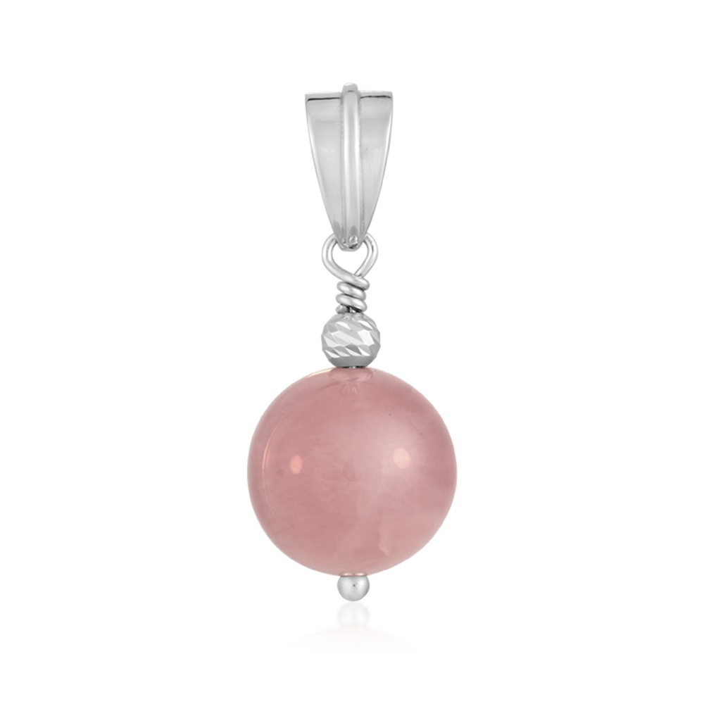 242018240137 Pendentif Quartz rose, boule (14mm), 2,5cm, rhodié | Marco Schreier