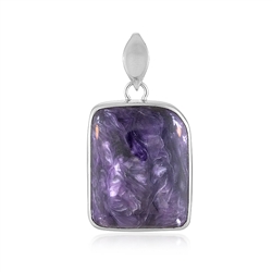 242018240146 Charoite pendant, freeform (28 x 20mm), 4.4cm, rhodiniert | Marco Schreier