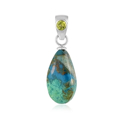 242018240150 Anhänger Chrysocoll (stab.), Tropfen (20 x 14mm), Peridot, 3,5cm, rhodiniert | Marco Schreier