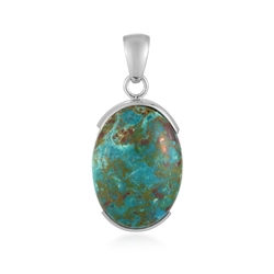 242018240156 Pendant chrysocolla (stab.), oval (25 x 18mm), 3.6cm, rhodiniert | Marco Schreier