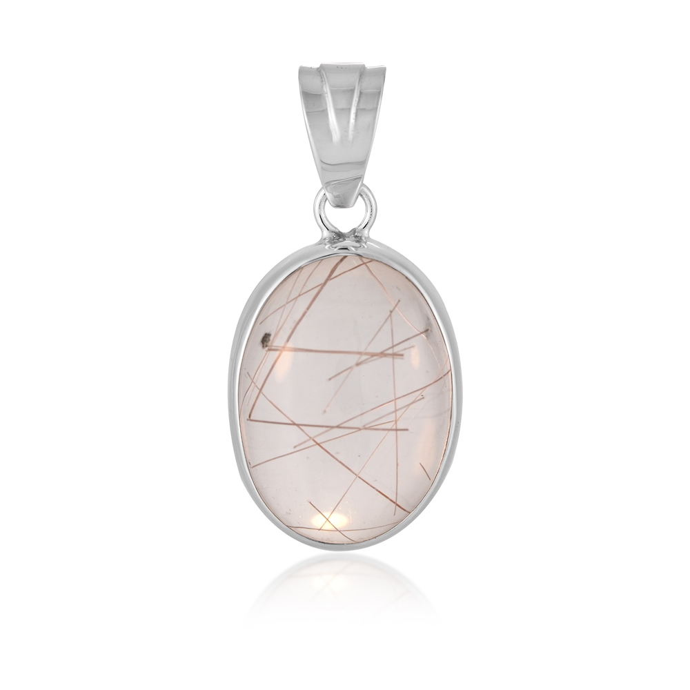 Anhänger Rutilquarz, oval (19 x 14mm), 3,0cm, rhodiniert | Marco Schreier