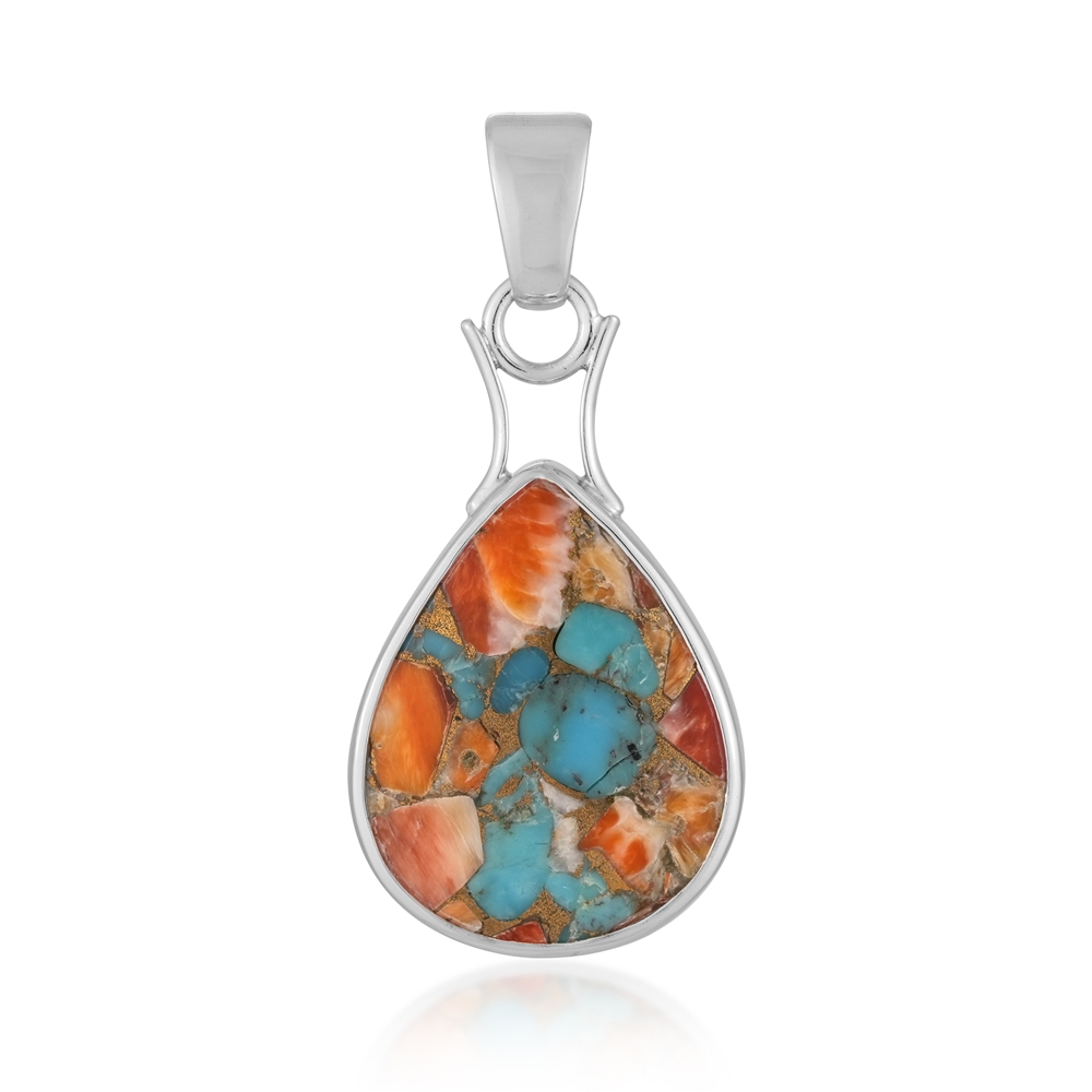 Pendant mohave stone (rec.), drop (23 x 18mm), 4.6cm, rhodiniert | Marco Schreier