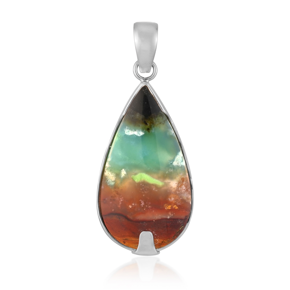 Garut stone pendant, drop (36 x 20mm), 5.0cm, rhodiniert | Marco Schreier