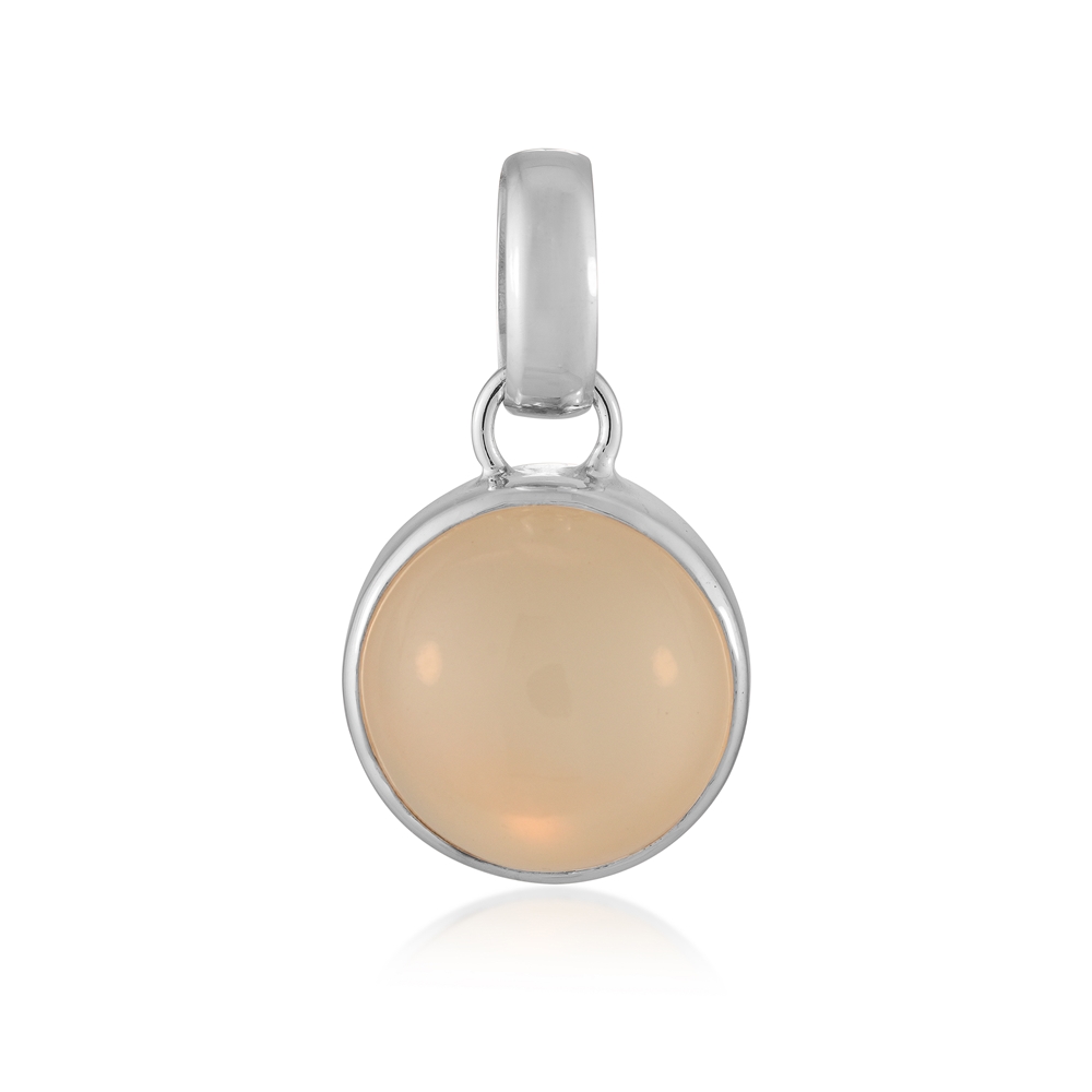 Moonstone pendant, round (12mm), 1.9cm, rhodiniert | Marco Schreier
