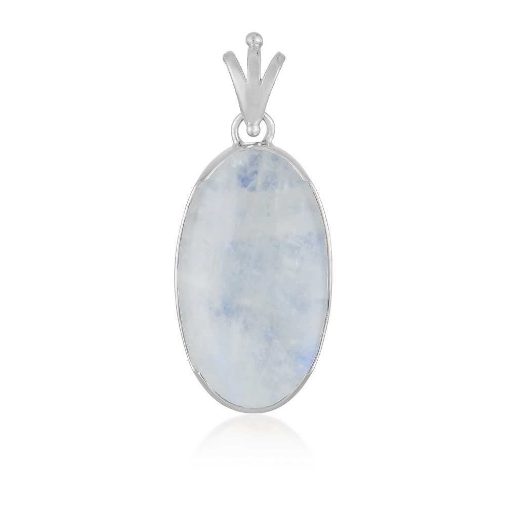 Labrodorite (white) pendant, oval (35 x 20mm), 5.0cm, platinum plated | Marco Schreier