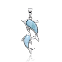 242018250108 Colgante Larimar, delfines, 3,6 cm, rodinado | Marco Schreier