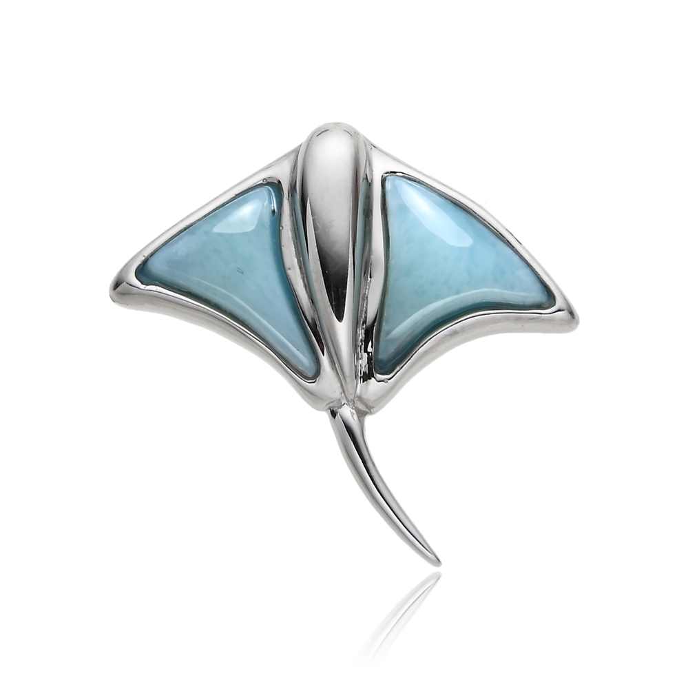 Pendente Larimar, manta, 2,2 cm, rodiato | grossista gemme e pietre curative