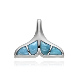 242018250111 Larimar pendant, whale fin, 2.5 cm, rhodiniert | gems, healing stones & jewelry