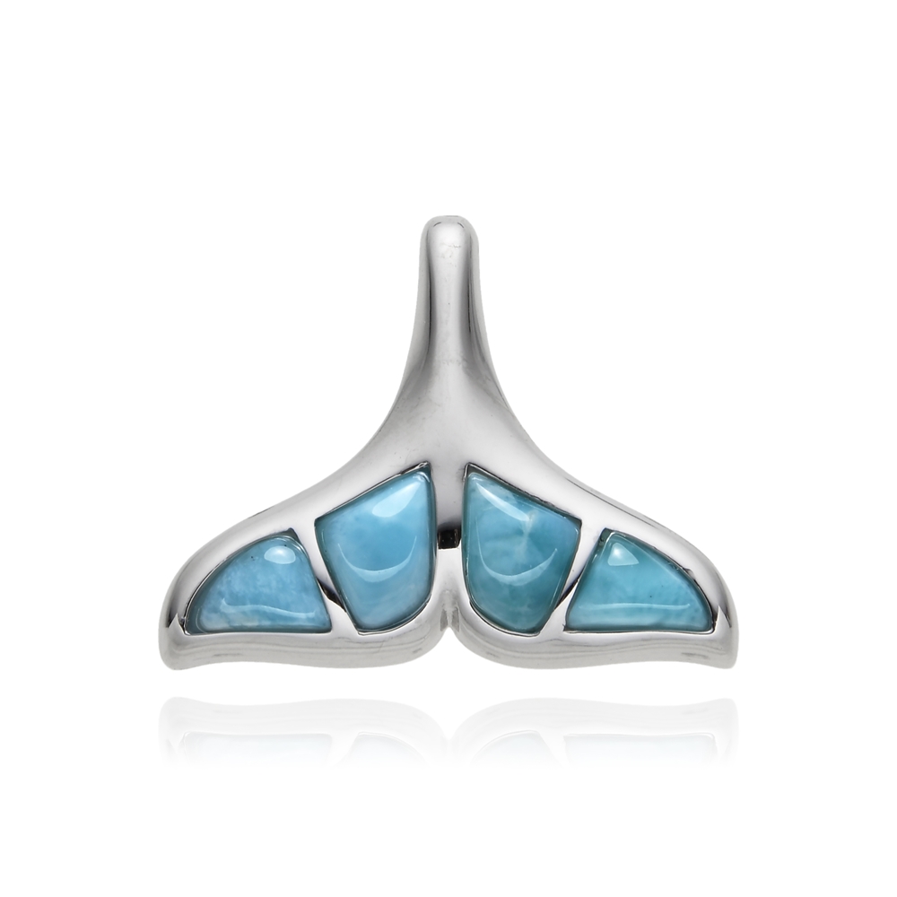 Larimar pendant, whale fin, 2.5 cm, rhodiniert | gems, healing stones & jewelry