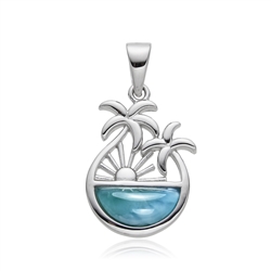 242018250112 Pendentif Larimar, palmiers, 2,9cm, rhodié | Marco Schreier