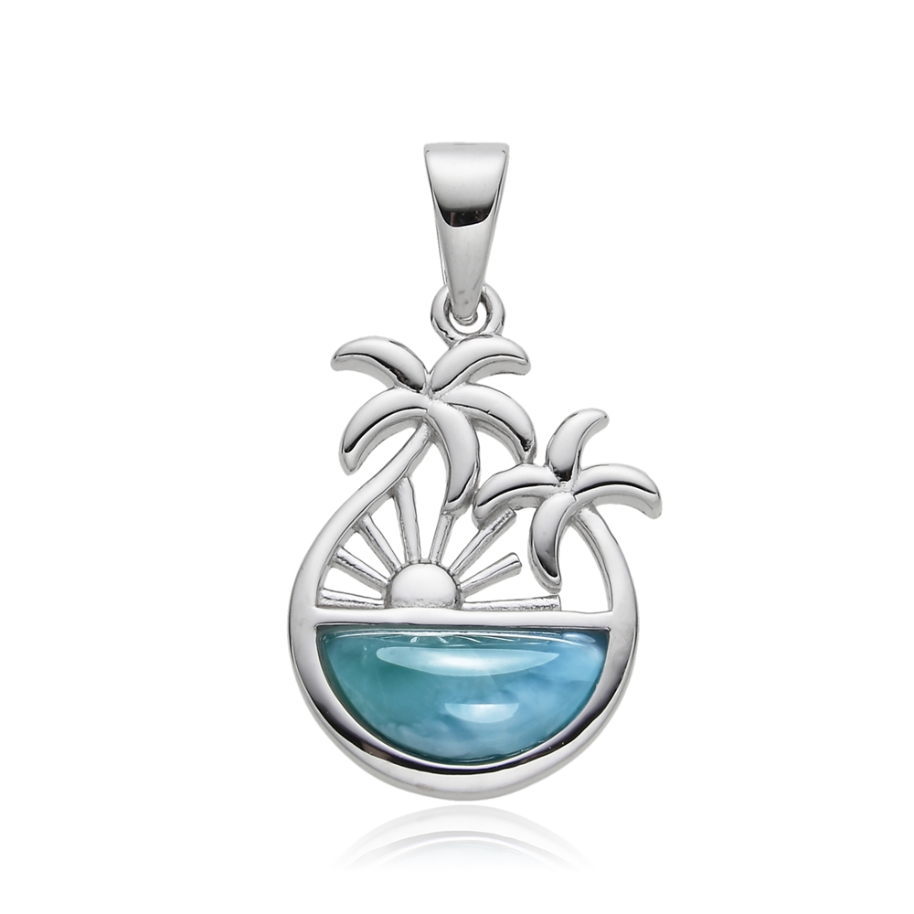 Pendentif Larimar, palmiers, 2,9cm, rhodié | Marco Schreier