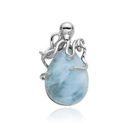 242018250113 Pendentif Larimar, octopus, 2,5cm, rhodié | Marco Schreier