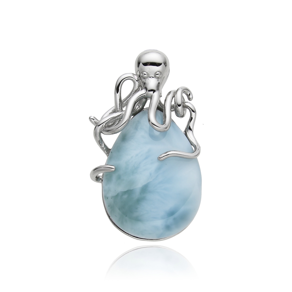 Pendentif Larimar, octopus, 2,5cm, rhodié | Marco Schreier