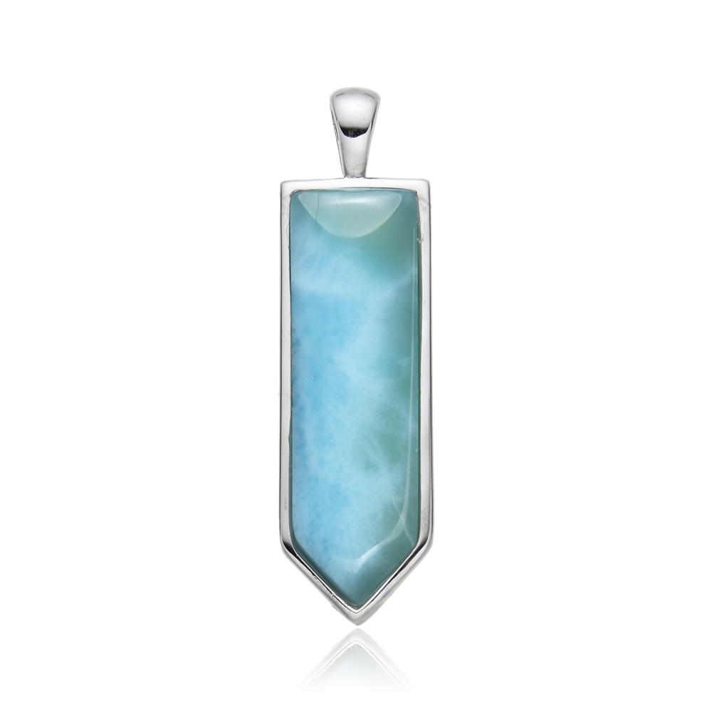 Ciondolo Larimar, freccia, 3,5 cm, rodiato | grossista gemme e pietre curative