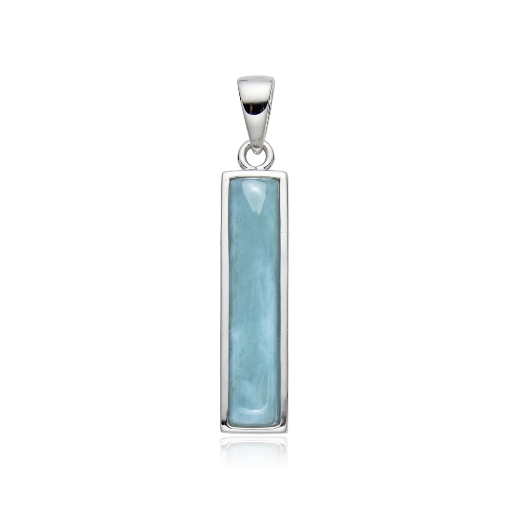 Ciondolo in Larimar, rettangolo (4,5 x 24 mm), 3,5 cm, rodiato | Marco Schreier