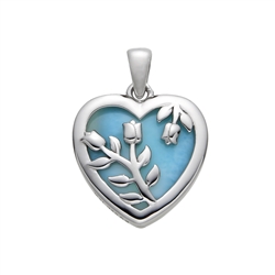 242018250123 Larimar pendant, heart with roses, 2.4 cm, rhodiniert | Marco Schreier
